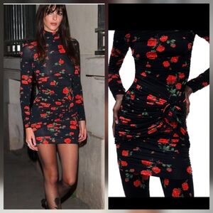 Magda Butrym x H&M Rose Applique Mock Turtleneck Dress NWT Small